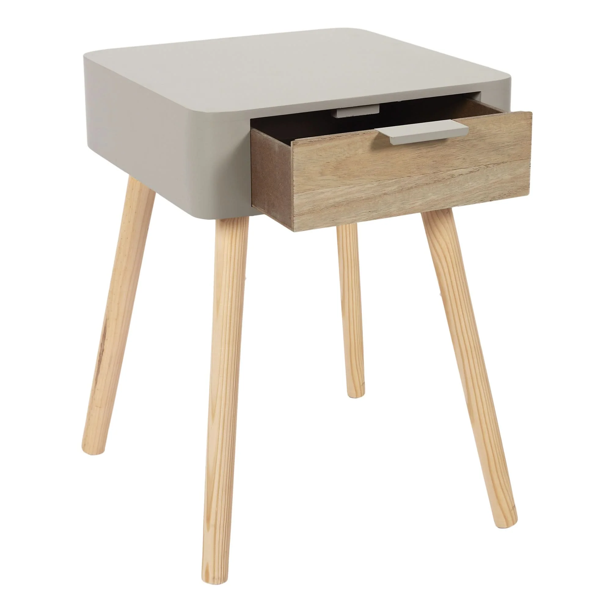 CHEVET 1 TIROIR EN BOIS TAUPE - Image 4