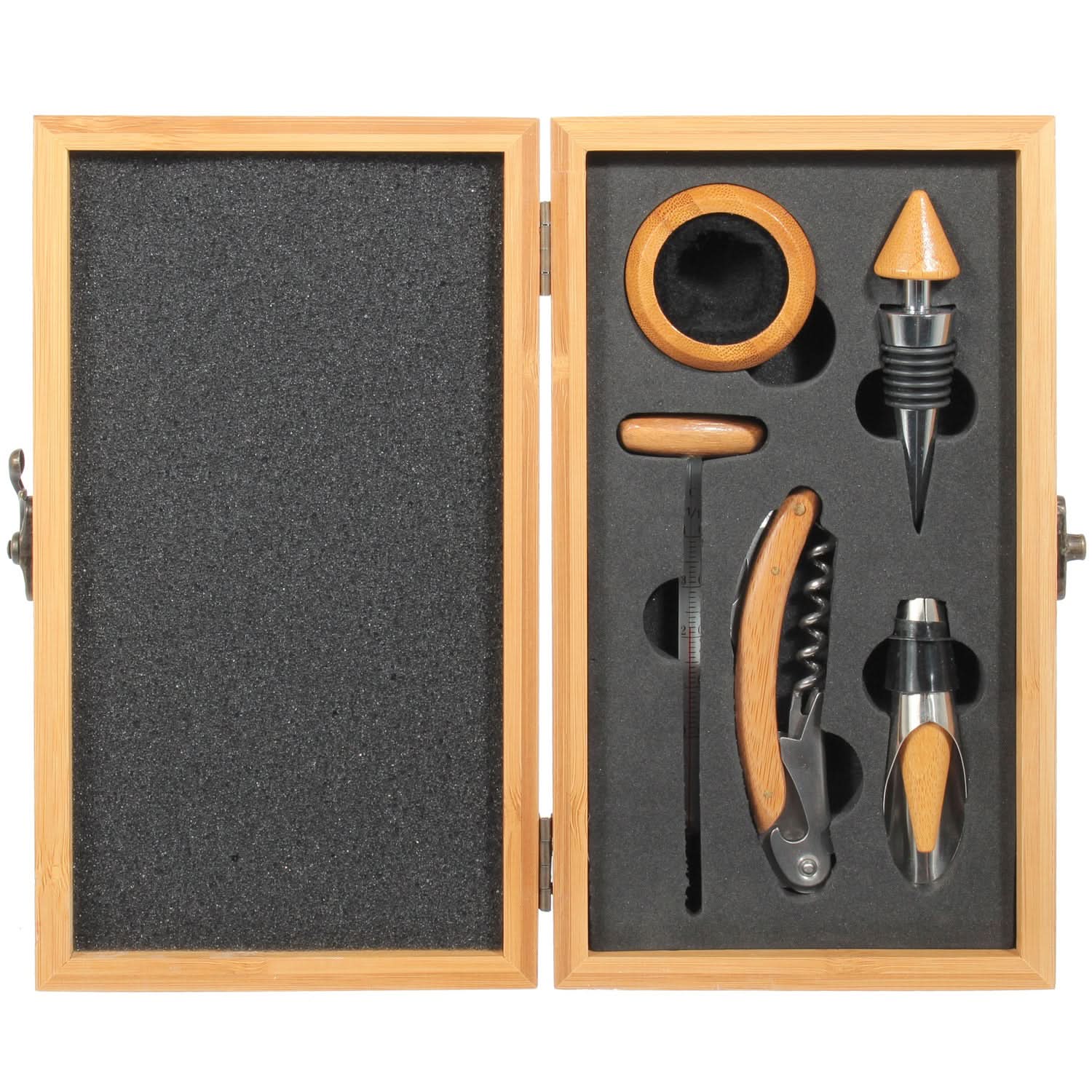 COFFRET FIBRE BOIS NATUREL DE SERVICE VIN 5 PCS - Image 3
