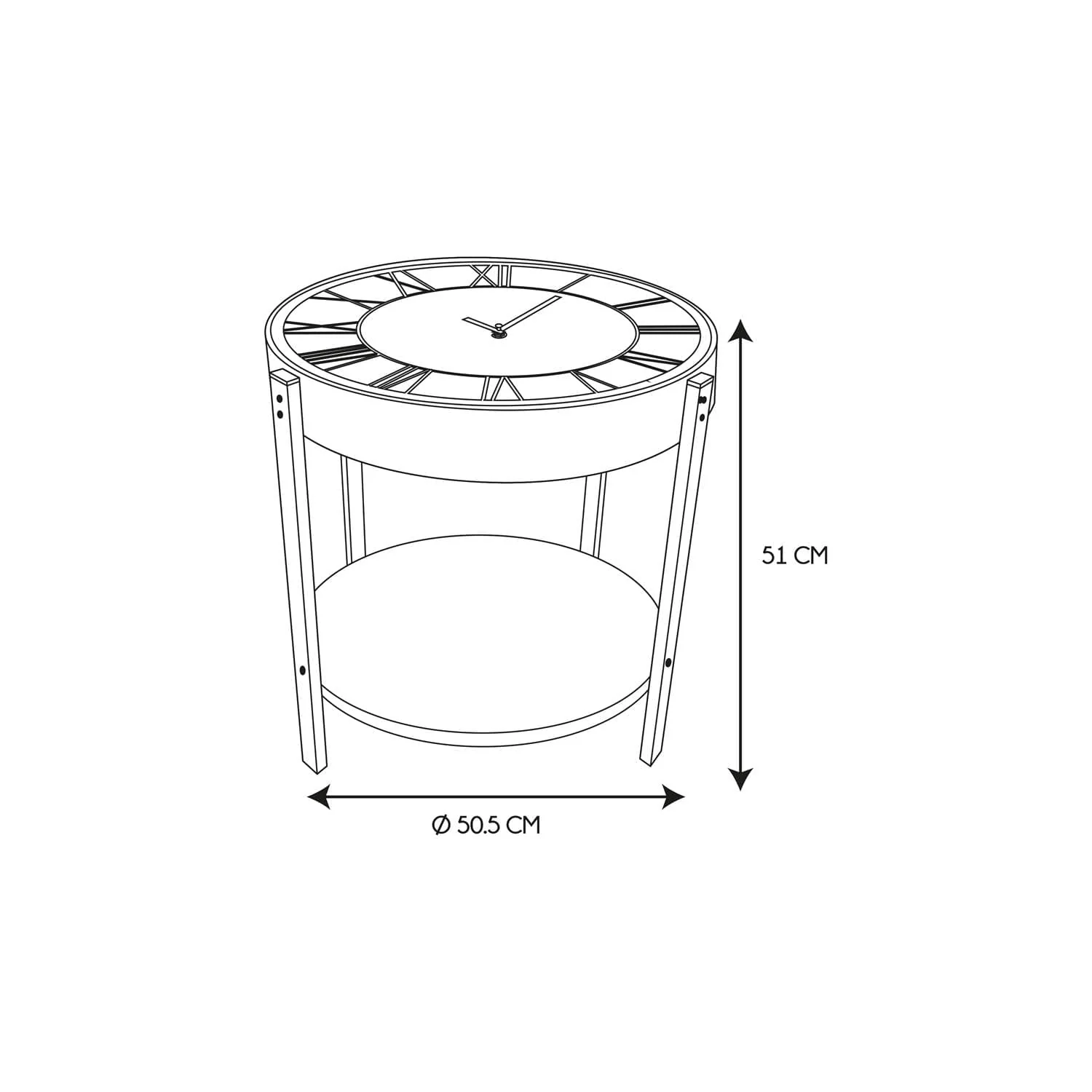 TABLE D APPOINT HORLOGE 50.5X50.5X49CM - Image 6